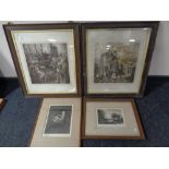 Two Edwardian oak framed prints, St Cuthbert and Bernard Gilpin,