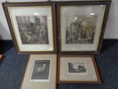 Two Edwardian oak framed prints, St Cuthbert and Bernard Gilpin,