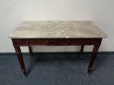 A Victorian style two drawer marble topped wash stand
