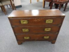 A mahogany three drawer ship's style chest with brass fittings, width 71.5 cm, depth 23.