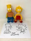 Matt Groening drawn and signed sketch of Bart and Lisa Simpson,