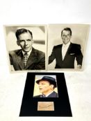 Frank Sinatra autograph mounted with colour photo,