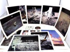 NASA - Large collection of official 1970's Apollo " First manned lunar landing" lithographs 14x11