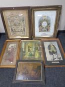 Six antiquarian and later pictures to include framed certificates and prints,