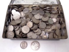 A large collection of silver and other coins including Victorian Crown,