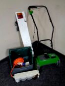 A G Tech CM01 cordless lawn mower with box and isolator key,