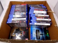 A box containing 34 Play Station 4 games to include Bioshock and Nioh 2 special editions