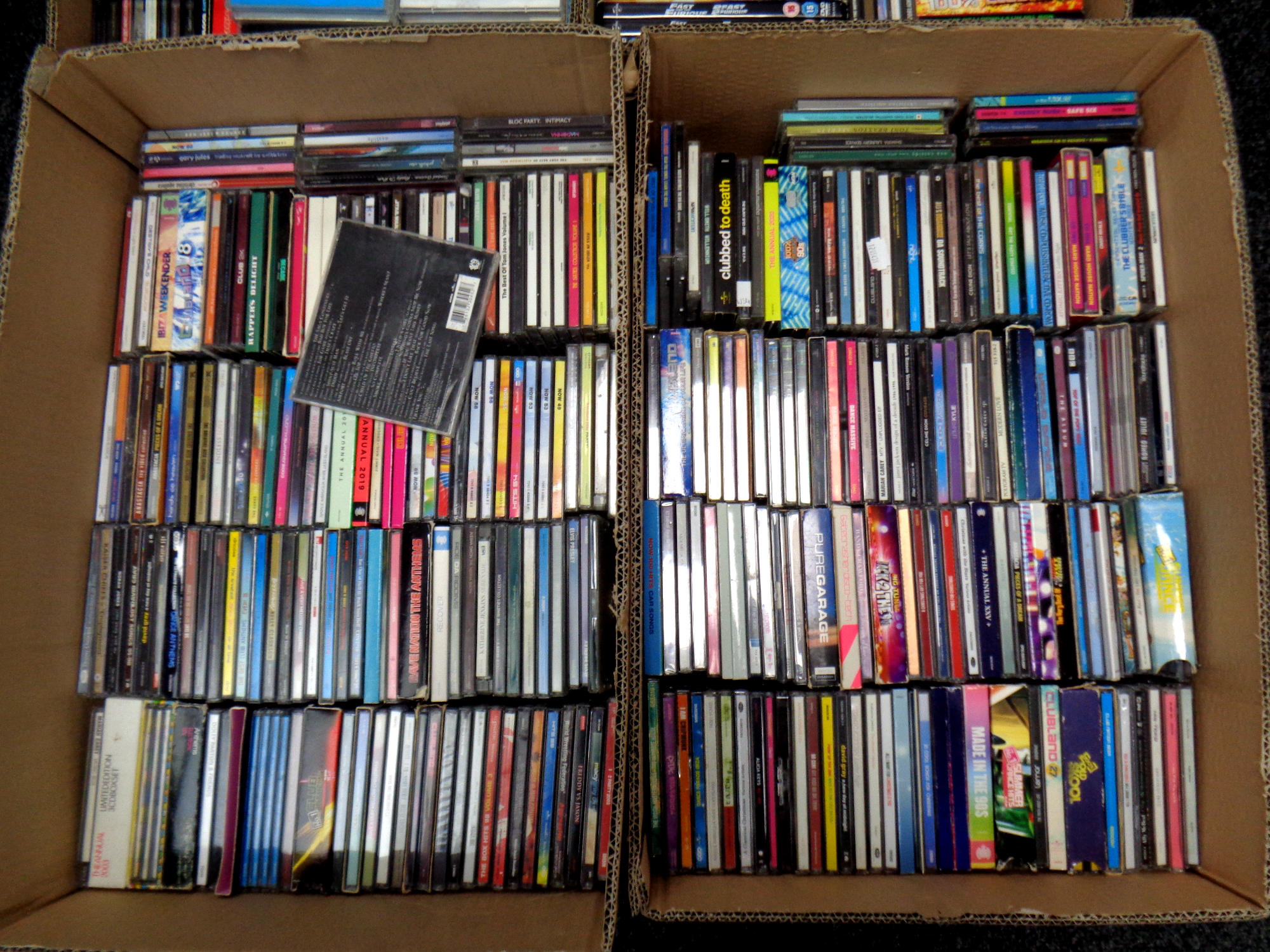 Four boxes containing a large quantity of assorted CDs and DVDs to include Club Land, - Image 3 of 3
