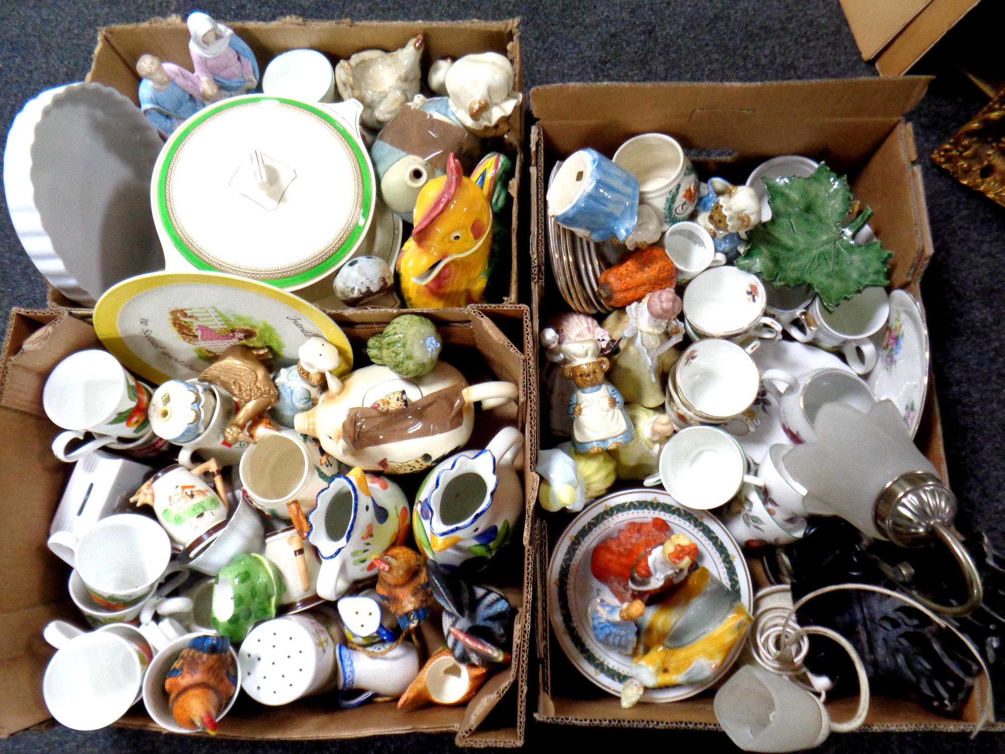 Four boxes of ceramics, West German jug, English tea china,