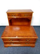 A Bradley Yew wood open shelf fitted with two drawers, width 79 cm,