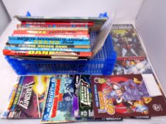 A box of comics, Transformers, Inspector Gadget, Wonder Woman, twentieth century annuals,