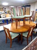 A twentieth century teak G-plan extending dining table, six chairs, length 168 cm.