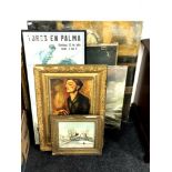 A quantity of framed and unframed pictures and prints - oils, portrait studies,