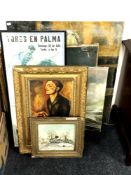 A quantity of framed and unframed pictures and prints - oils, portrait studies,