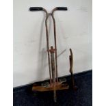 A vintage pogo stick and scooter