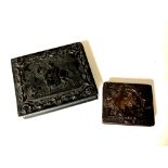An ornate cast resin daguerreotype case together with one further similar box