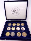 A Historic coins of Great Britain collectors case containing twelve gold plated and silver plated