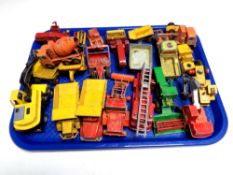 A tray of twentieth century play worn die cast vehicles, matchbox, Corgi, Lesney,