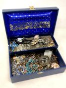 A box of costume jewellery, chains, necklaces, bangle etc.