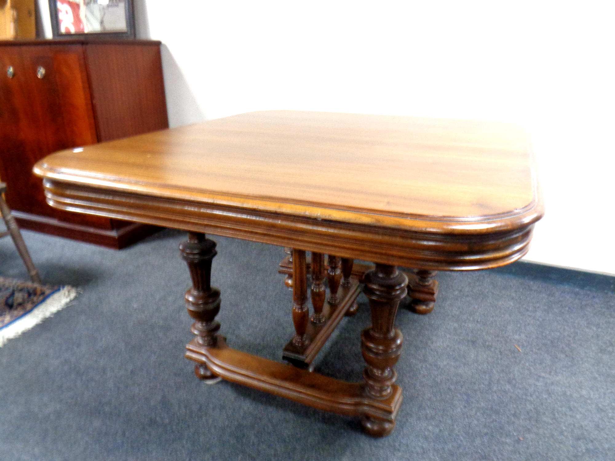 A 19th century mahogany pedestal dining table