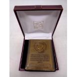 A Professor Karl Landsteiner bronze plaque awarded for blood donation by The Central Board of the