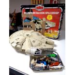 A vintage Palitoy Millenium Falcon with original box (Af) together with eight Star Wars figures