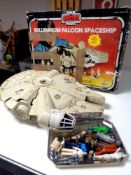 A vintage Palitoy Millenium Falcon with original box (Af) together with eight Star Wars figures