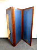 A late 19th century three way folding screen