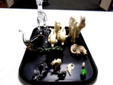 A tray containing assorted glass, plastic,