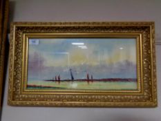 Abraham Hulk Junior (1851-1922) - Watercolour of sailing boats at sea. Signed lower right.