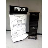 Two golf shop display stands Ping and Golf Pride