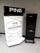 Two golf shop display stands Ping and Golf Pride