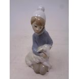 A Lladro figure Shepherd boy with lamb