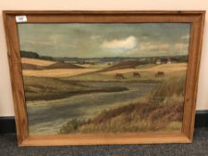 Continental School : Cattle grazing, oil on canvas,