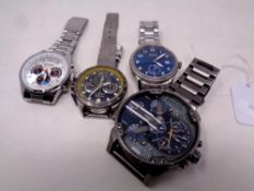 Four Gentleman's wrist watches - Diesel, Boss, Sekonda,