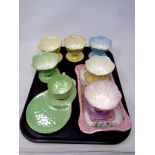 A tray of Maling china, six sundae dishes, cup and saucer,