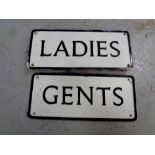 Two metal signs - Lady's and Gent's