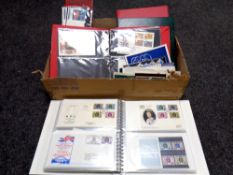 A box of five albums of first day covers, The golden wedding collection, Sporting interest,