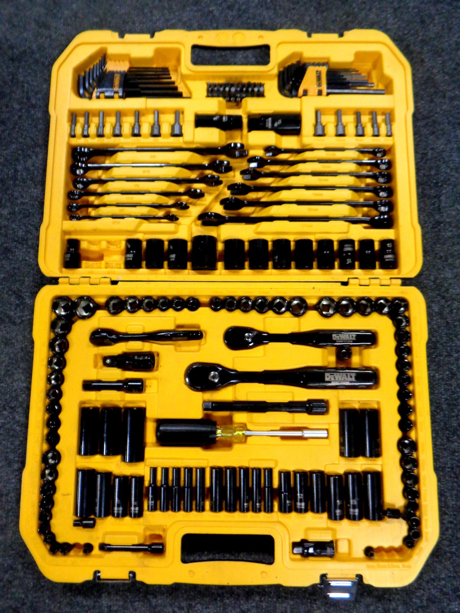 A cased Dewalt tool kit