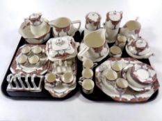 Forty one pieces of Crown Ducal orange tree patterned china (two trays)