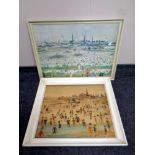 After L S Lowry : At the Seaside, colour print,