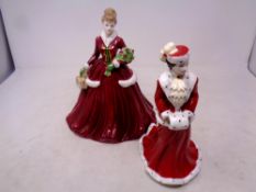 Two Coalport Ladies of Fashion figures; Merry Christmas 2004 and 2005,