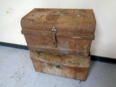 Two antique tin trunks