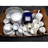 A box of china, Crown Ming tea china, Royal Grafton ironstone tea ware,