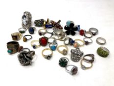 A collection of silver and cocktail rings (40)