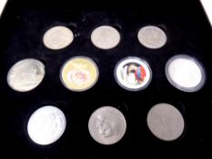 A coin collectors case containing ten coins - Crowns,