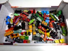 A box of play-worn die-cast cars, matchbox,