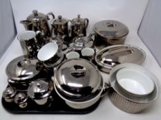 A tray of Royal Worcester true porcelain tea ware and oven dishes