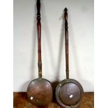 Two 19th century brass bed warming pans