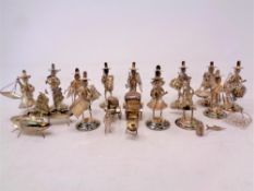 A collection of seventeen Chinese silver traditional figures,